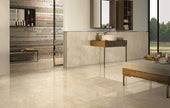 Euromarmo Crema Marfil Marble Look Porcelain Tiles in a room setting