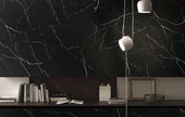 Euromarmo Nero Marquina Polished Marble Look Porcelain Tiles in a room setting
