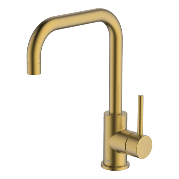 Lucia Square Sidelever Mixer in Brushed Brass