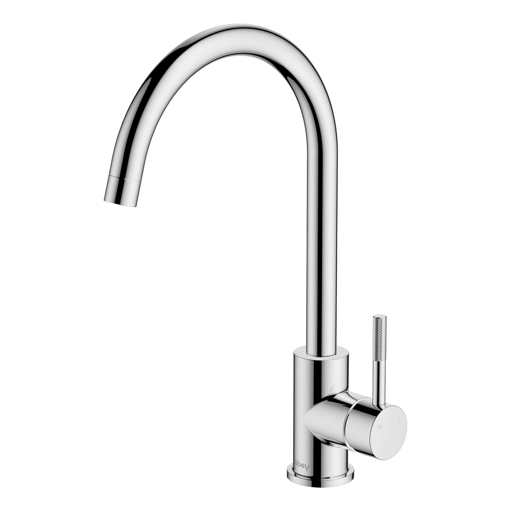 Lucia Knurled Handle Goose Sidelever Mixer in Chrome