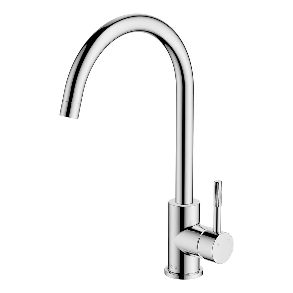 Lucia Knurled Handle Goose Sidelever Mixer in Chrome