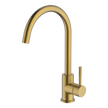 Lucia Knurled Handle Goose Sidelever Mixer in Brushed Brass