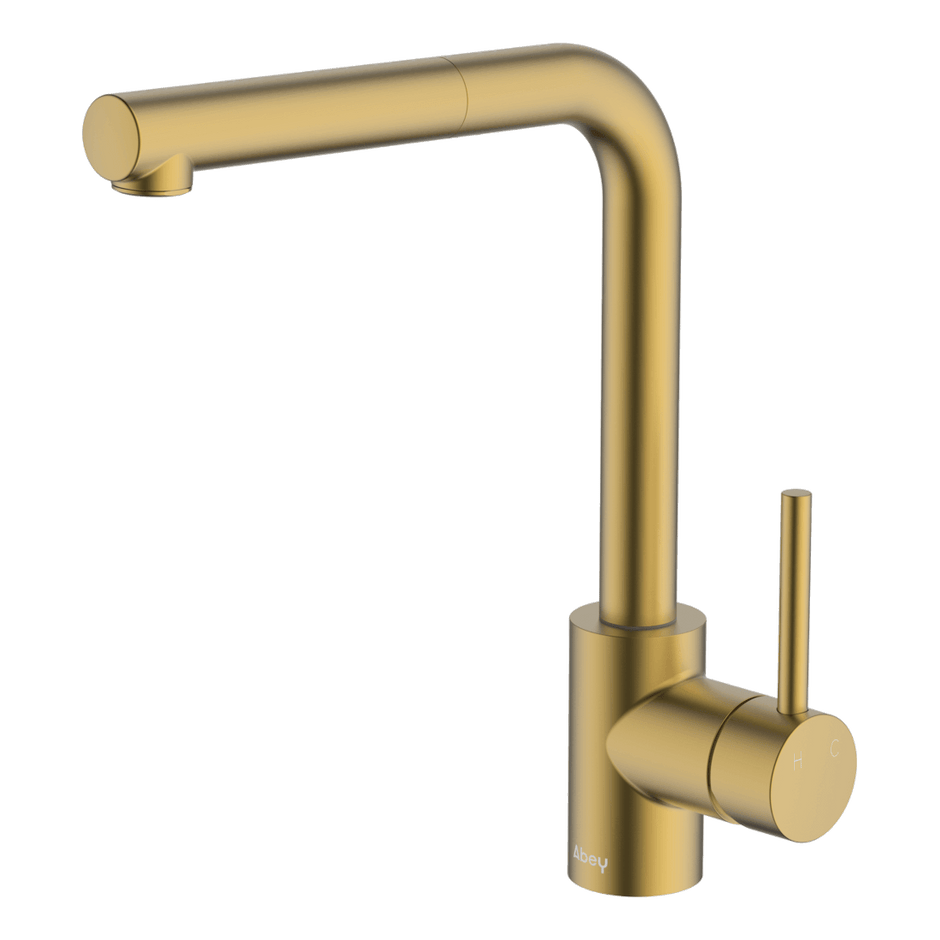 Lucia Sidelever Mixer with Pull Out in Brushed Brass