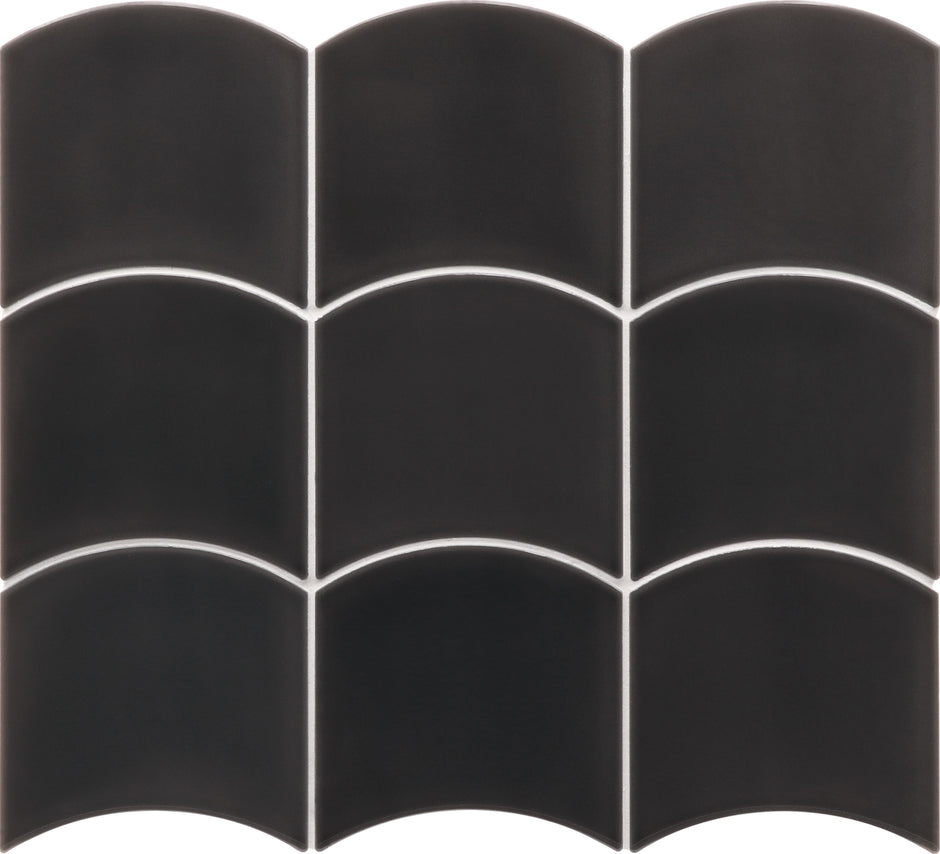Wave Black Fish Scale Tiles 120x120mm