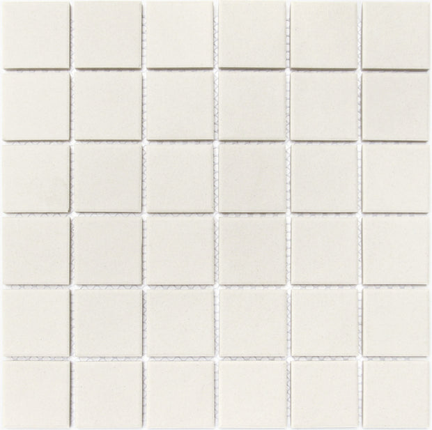 Unglazed Bianco Square Mosaic Tiles 48x48mm chips on 306x306mm sheet