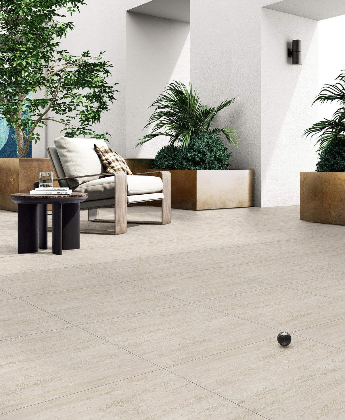 Museum Beige Travertine Look Porcelain Tiles grip tile 600x1200