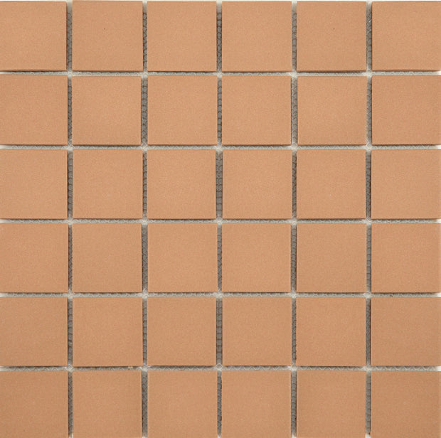 Unglazed Peach Square Mosaic Tiles 48x48mm chips on 306x306mm sheet