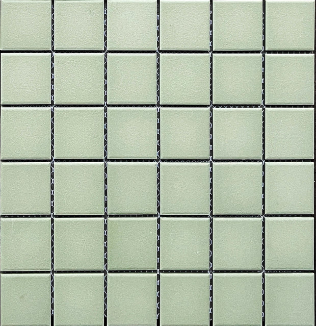 Unglazed Olive Square Mosaic Tiles 48x48mm chips on 306x306mm sheet
