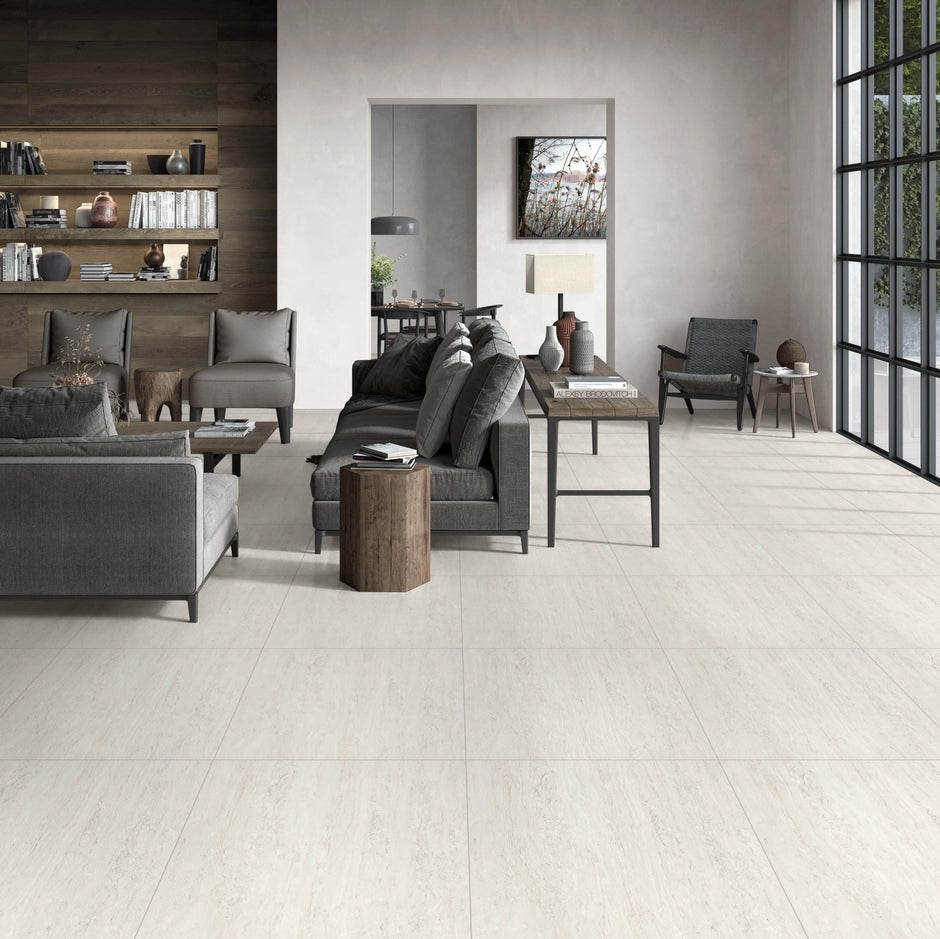 Museum Bianco Travertine Look Porcelain Tiles