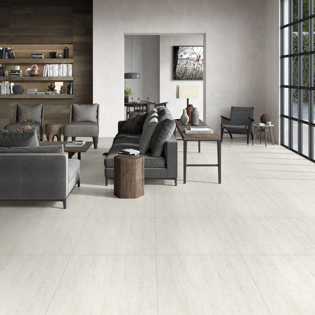 Museum Bianco Travertine Look Porcelain Tiles