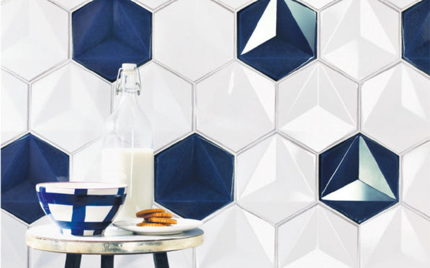 Chroma Bianco 3D Hexagon Tiles