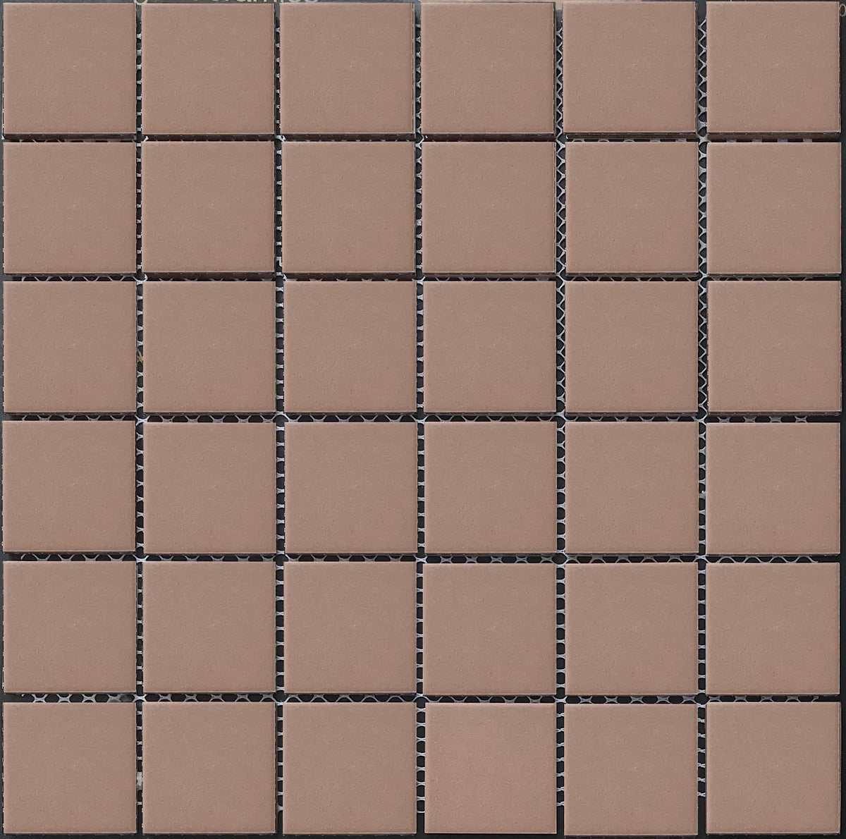 Unglazed Coffee Square Mosaic Tiles 48x48mm chips on 306x306mm sheet