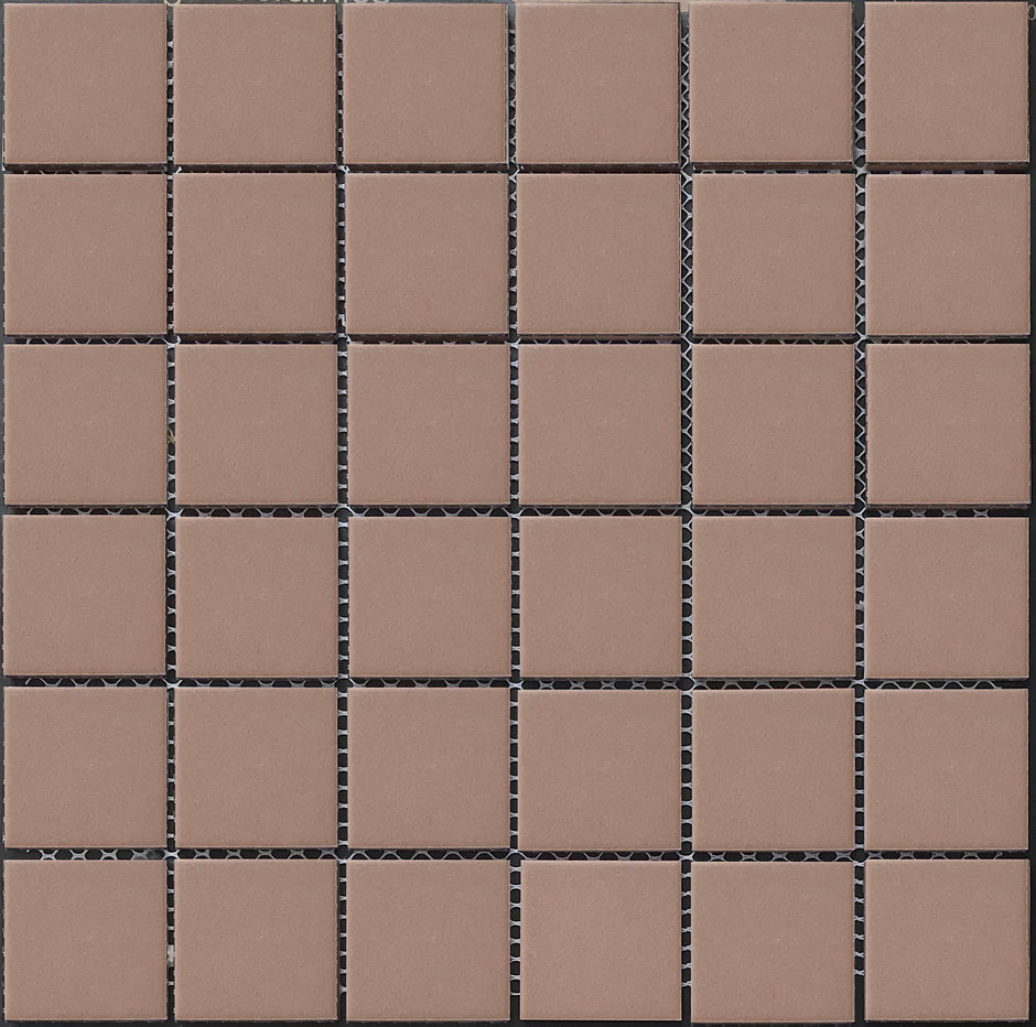 Unglazed Coffee Square Mosaic Tiles 48x48mm chips on 306x306mm sheet