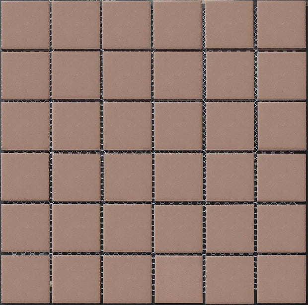 Unglazed Coffee Square Mosaic Tiles 48x48mm chips on 306x306mm sheet