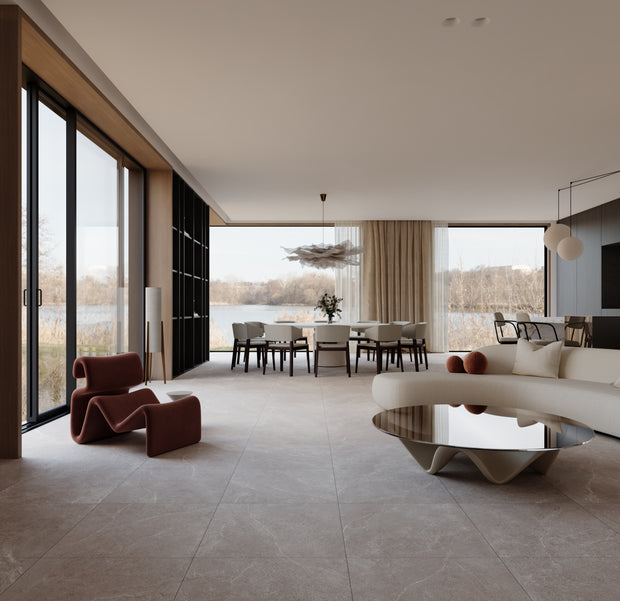 Turin Grey Stone Look Porcelain Tiles 300x600mm
