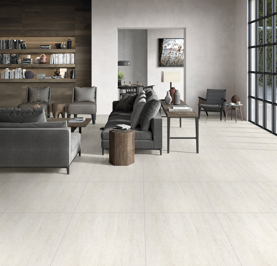Museum Bianco Travertine Look Porcelain Tiles