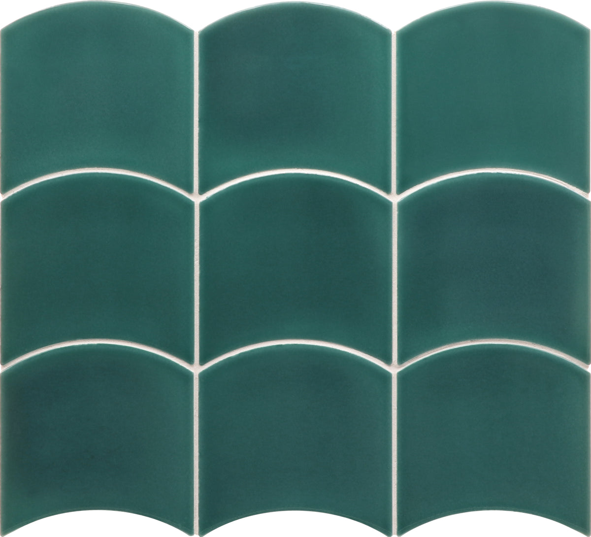 Wave Teal Grassy Fish Scale Tiles 120x120mm