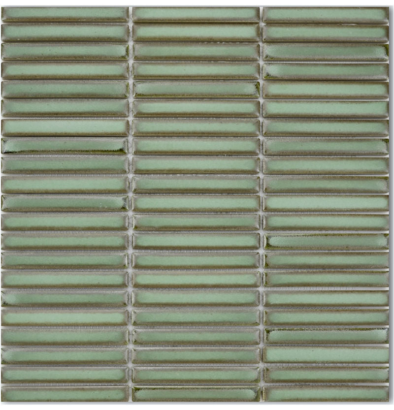 Ash Green Finger Mosaic Tiles 12x92mm chips