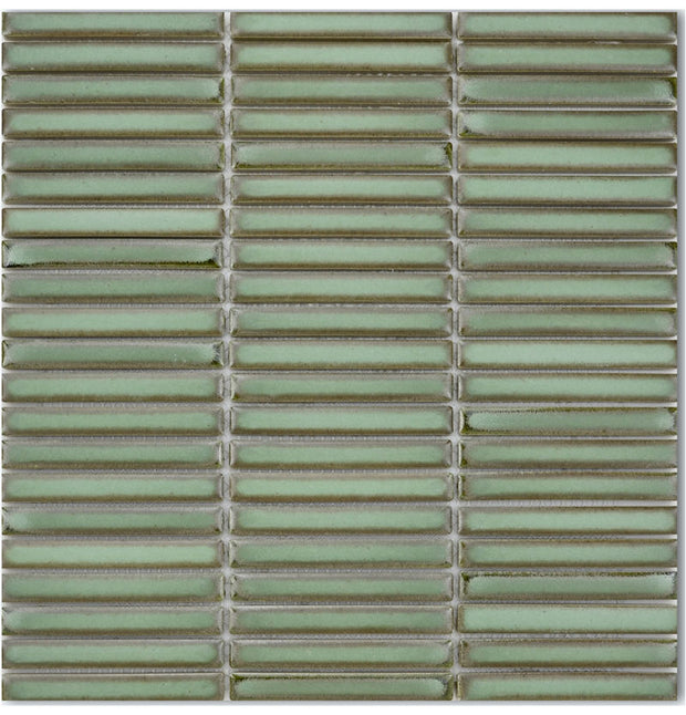 Ash Green Finger Mosaic Tiles 12x92mm chips