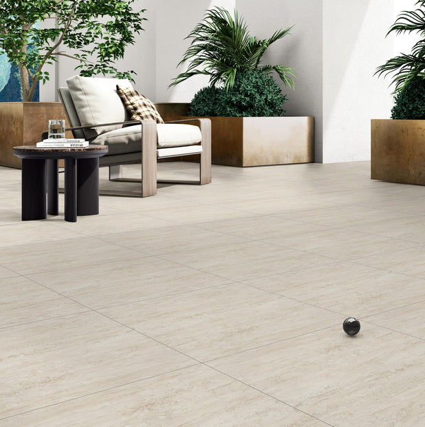 Museum Beige Travertine Look Porcelain Tiles