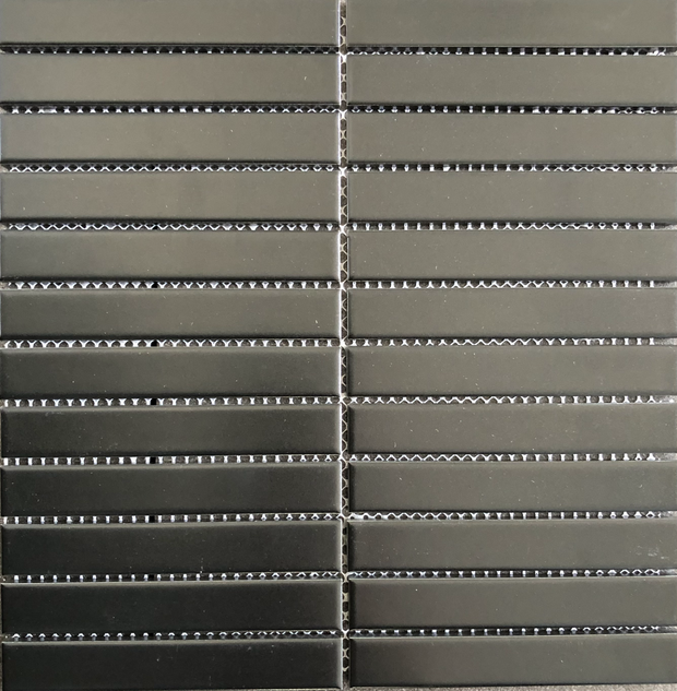 Black Matt Large Finger Mosaic Tiles 22x145mm chips