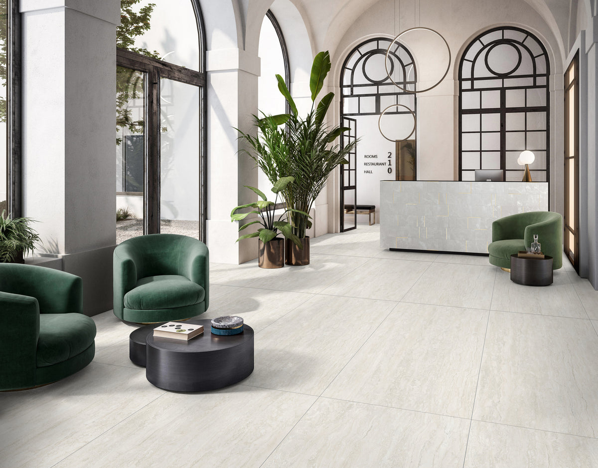 Museum Bianco Travertine Look Porcelain Tiles