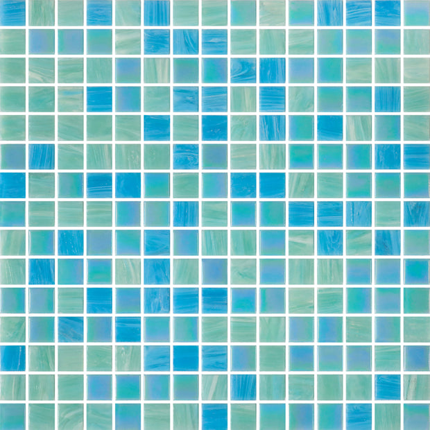 Dot Mount Aqua Mist Glass Pool Mosaic 20x20mm chips on 327x327 sheet