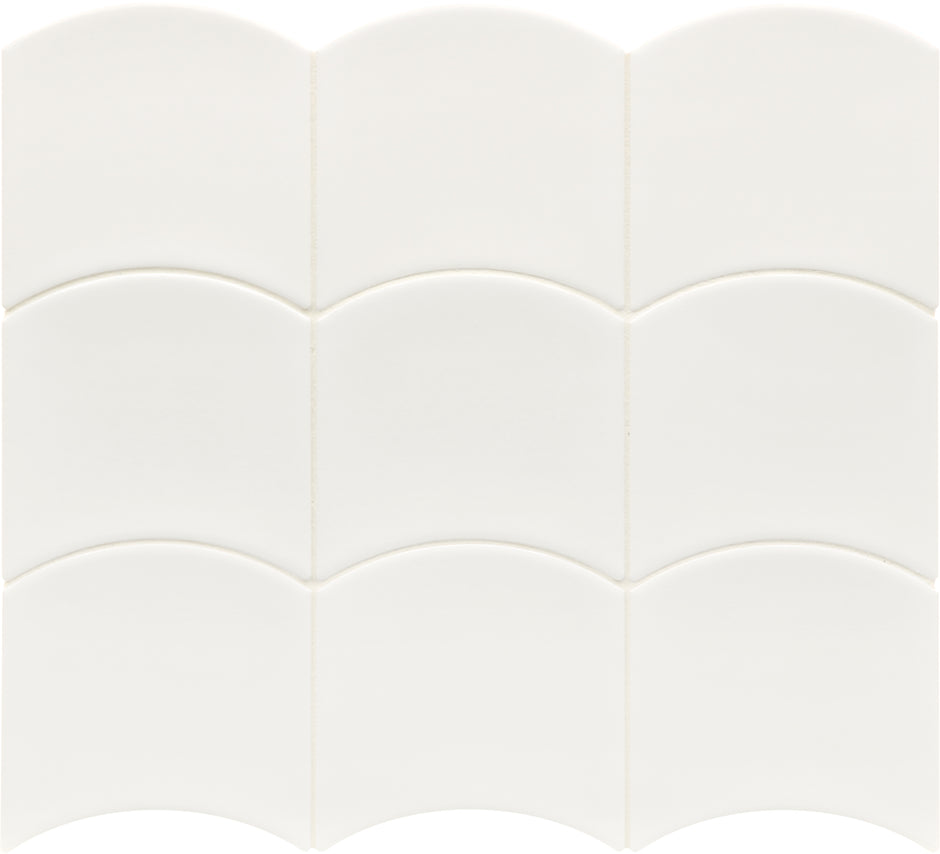 Wave White Fish Scale Tiles 120x120mm