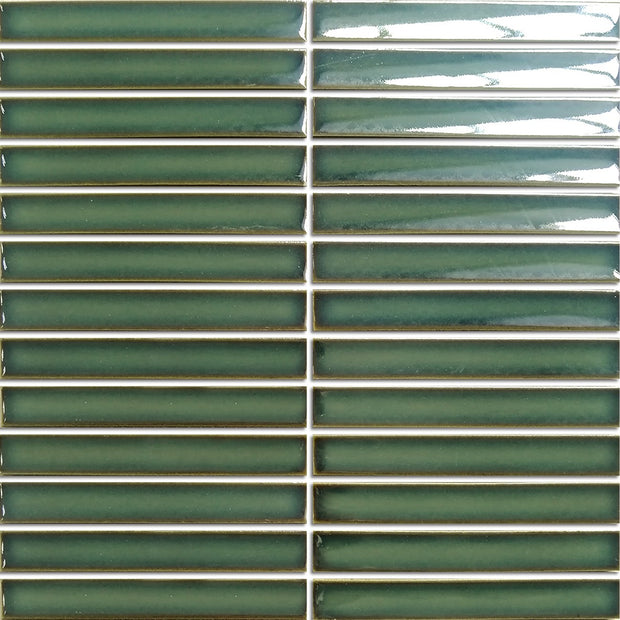 Antique Green Concave Finger Mosaic Tiles 22x145mm chips