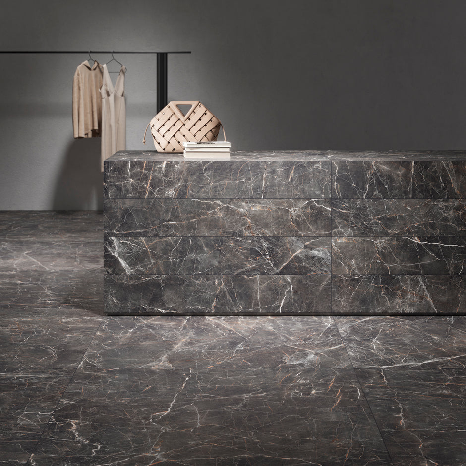 Segesta Nero Marble Look Porcelain Tiles 600x600mm