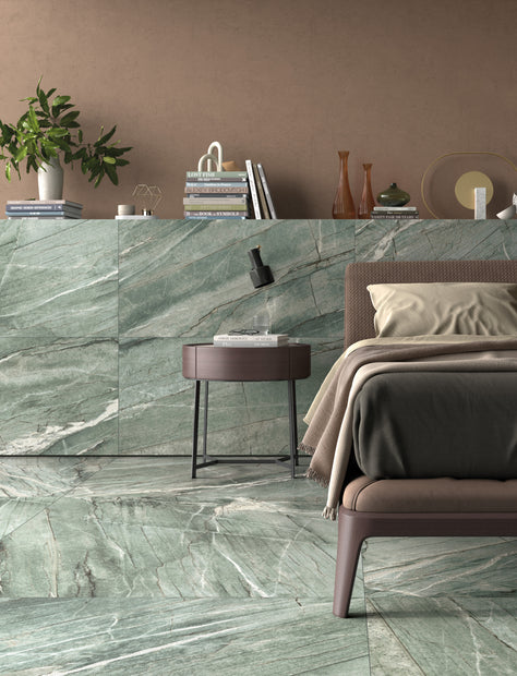 Tiffany Green Marble Look Porcelain Tiles
