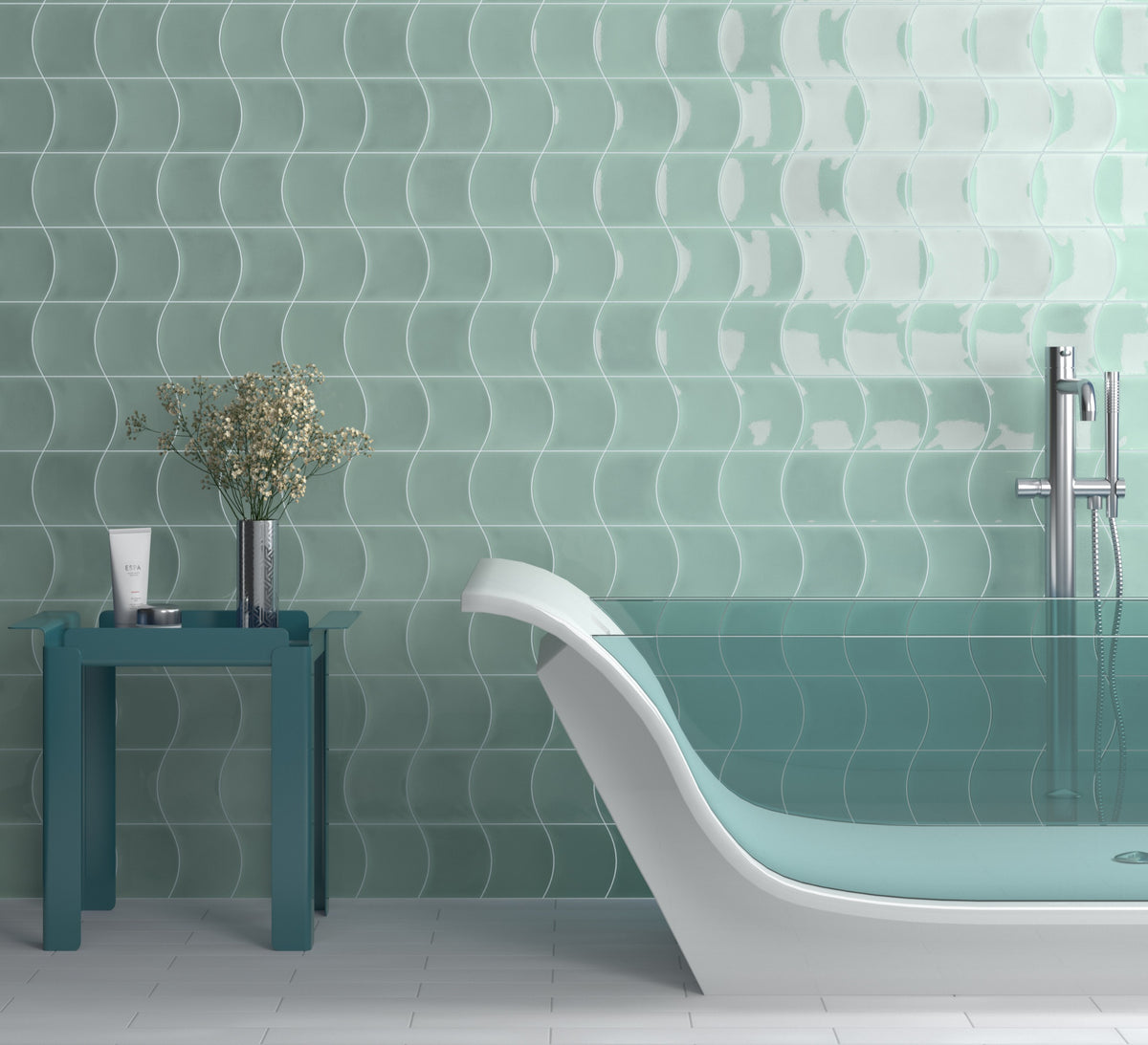 Wave Mint Fish Scale Tiles