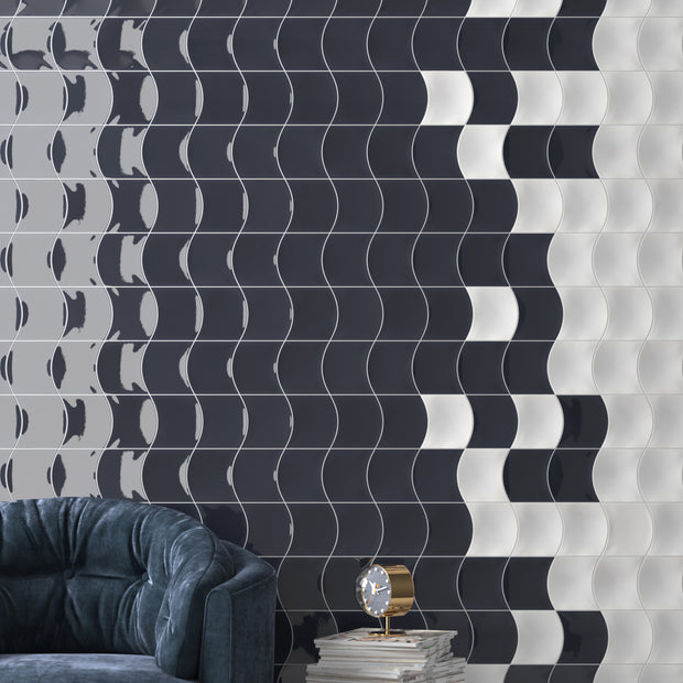 Wave White Fish Scale Tiles