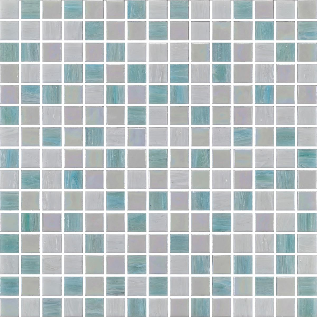 Dot Mount Seabreeze Glass Pool Mosaic 20x20mm chips on 327x327mm sheet