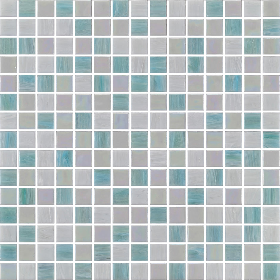 Dot Mount Seabreeze Glass Pool Mosaic 20x20mm chips on 327x327mm sheet