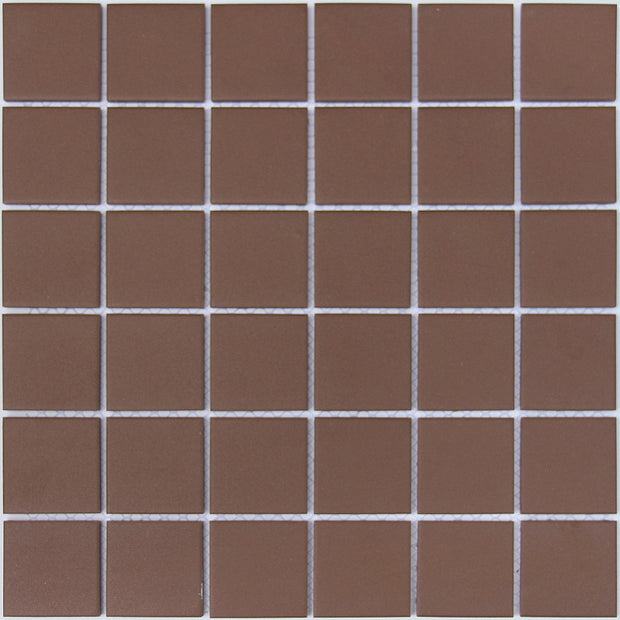 Unglazed Chocolate Square Mosaic Tiles 48x48mm chips on 306x306mm sheet