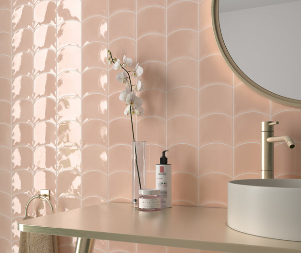 Wave Primrose Pink Fish Scale Tiles