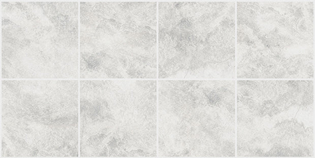 Astra Silver Cushion Edge Travertine Look Porcelain Tiles 450x450mm