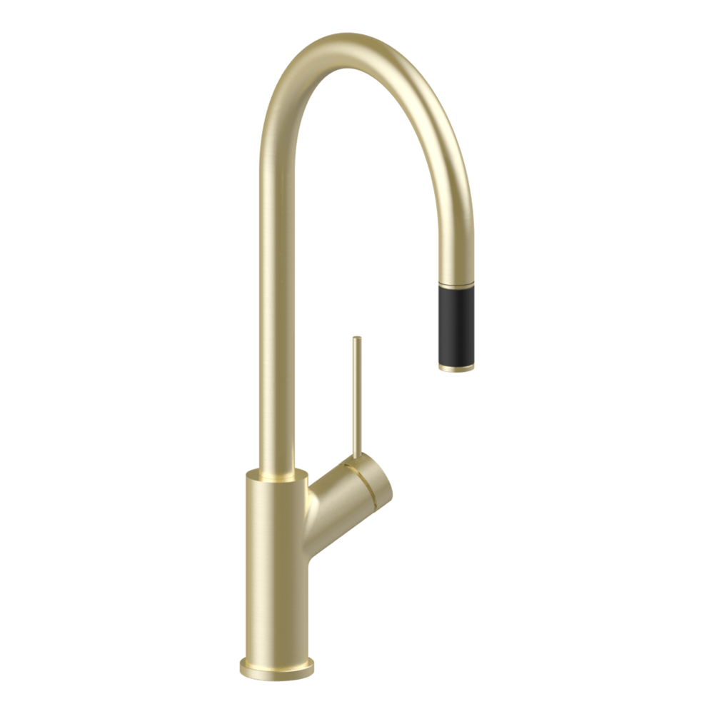 Vila Pull Out Kitchen mixer in Light Gold