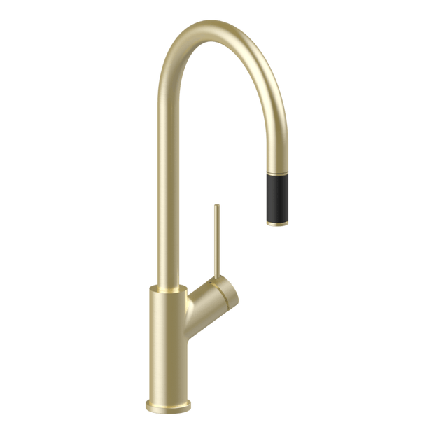 Vila Pull Out Kitchen mixer in Light Gold