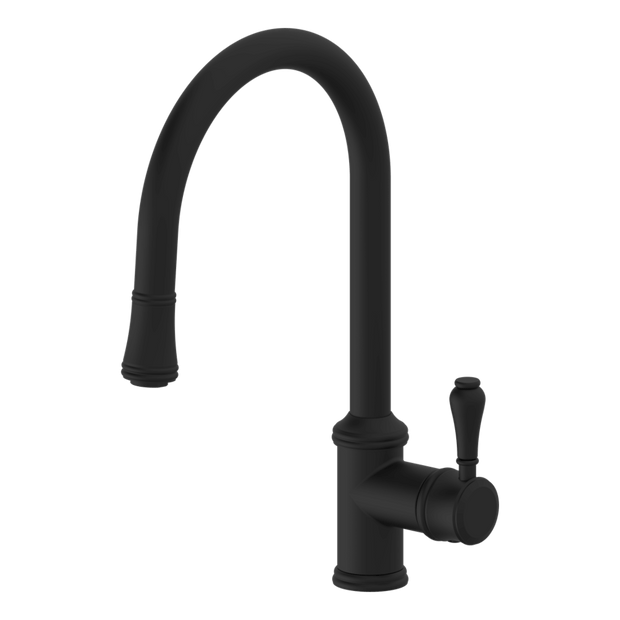 Provincial Single Lever Kitchen Mixer with Pull Out in Black
