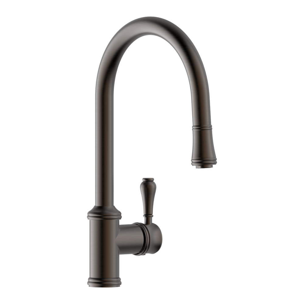 Provincial Single Lever Kitchen Mixer with Pull Out in Black Brushed Nickel