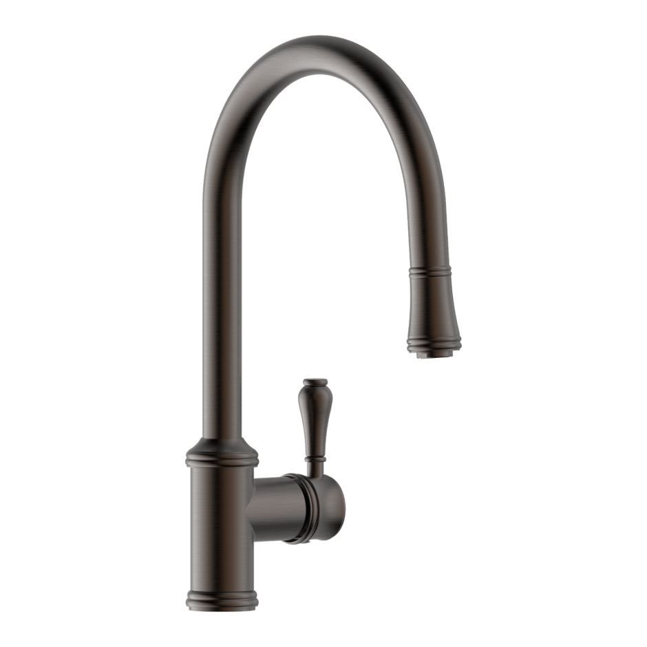 Provincial Single Lever Kitchen Mixer with Pull Out in Black Brushed Nickel