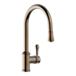 Provincial Single Lever Kitchen Mixer with Pull Out in Natural Brass