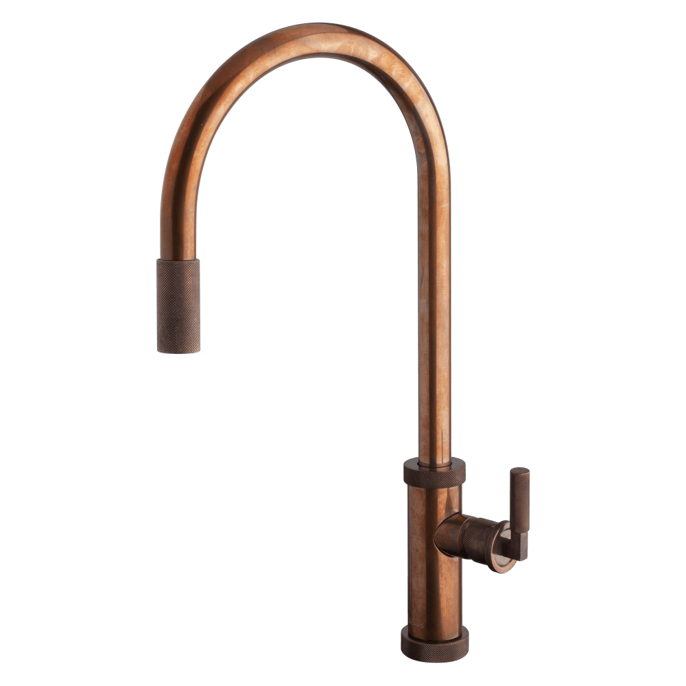 UrbanD Urban D Pull Out Kitchen Mixer in Natural Brass