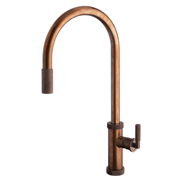 UrbanD Urban D Pull Out Kitchen Mixer in Natural Brass