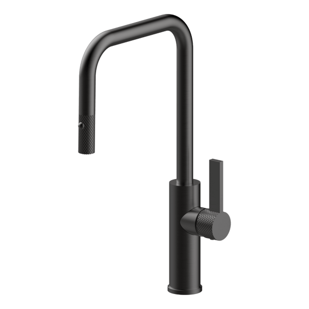 Luz Industrial Pull Out Kitchen Mixer Dual Spray in Black Brushed Nickel