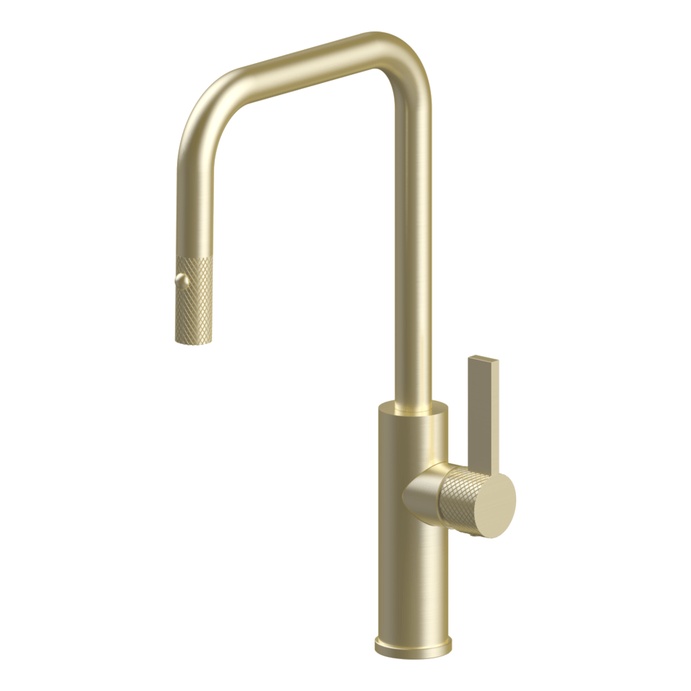 Luz Industrial Pull Out Kitchen Mixer Dual Spray in Light Gold