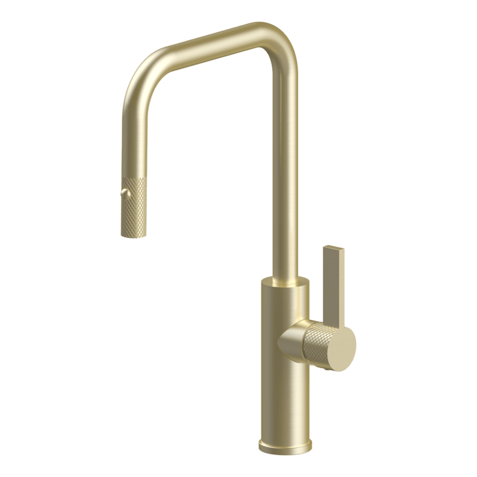 Luz Industrial Pull Out Kitchen Mixer Dual Spray in Light Gold