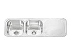 Zenmo Dante Double Bowl Sink with Tap Hole and Drainer in Stainless Steel